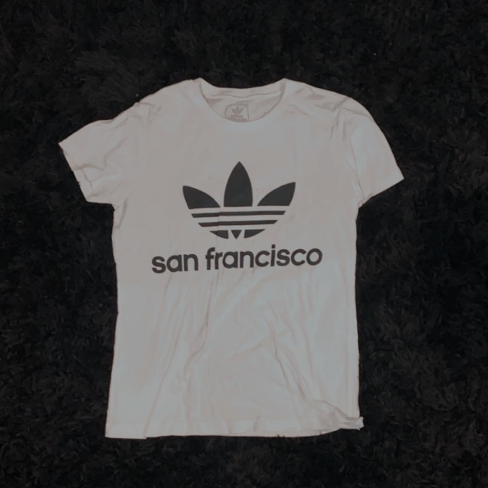 white san francisco adidas tee. size medium.